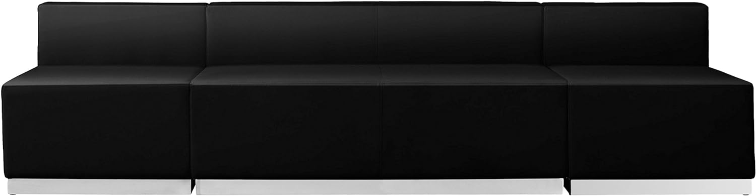 Flash Furniture HERCULES Alon Series Black Leather Reception Configuration, 3 Pieces