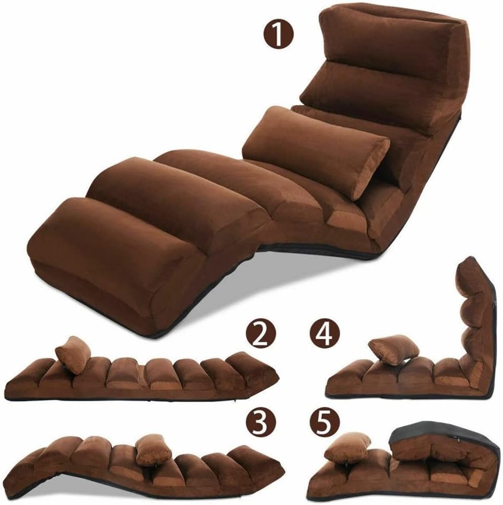 Generic Folding Lazy Sofa Chair Stylish Sofa Couch Beds Lounge Chair W/Pillow Coffee Home Furniture