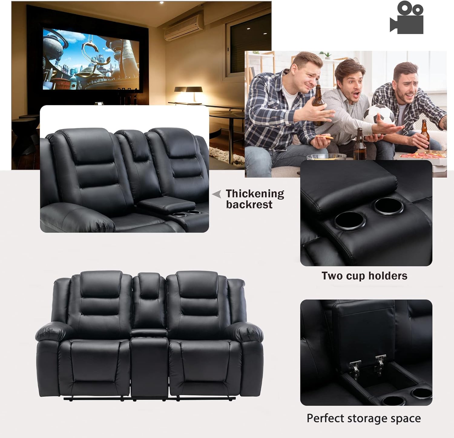 KAZIO Manual Leather Recliner Sofa Set, Living Room Furniture Set,Leather Sofa Set and Recliner Couch for Home/Office KAZIO Manual Leather Recliner Sofa Set, Living Room Furniture Set,Leather Sofa Set and Recliner Couch for Home/Office
