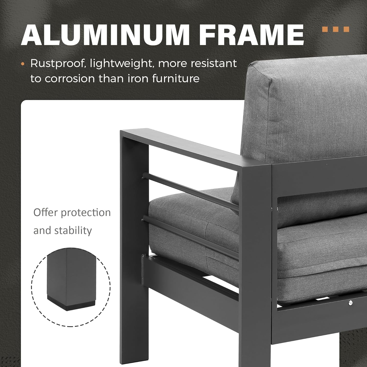 Solaste Aluminum Patio Furniture Set with Fire Pit Table, 6 Piece Sectional Metal Outdoor Set with Ottoman, Modern Patio Conversation Set Water-Resistant Cushion for Balcony, Grey : Patio, Lawn  Garden