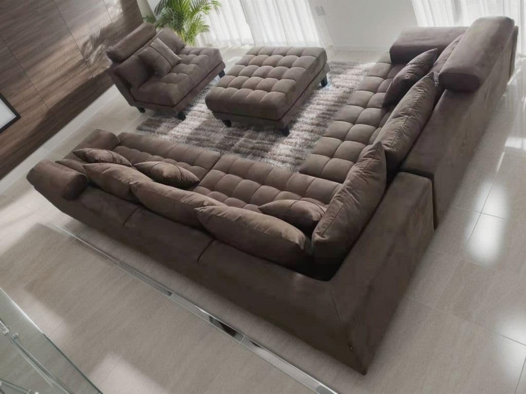 Stendmar L Shape U Shape Reversible Modern Microfiber Fabric Sectional Couch Sofa Set S150DBR