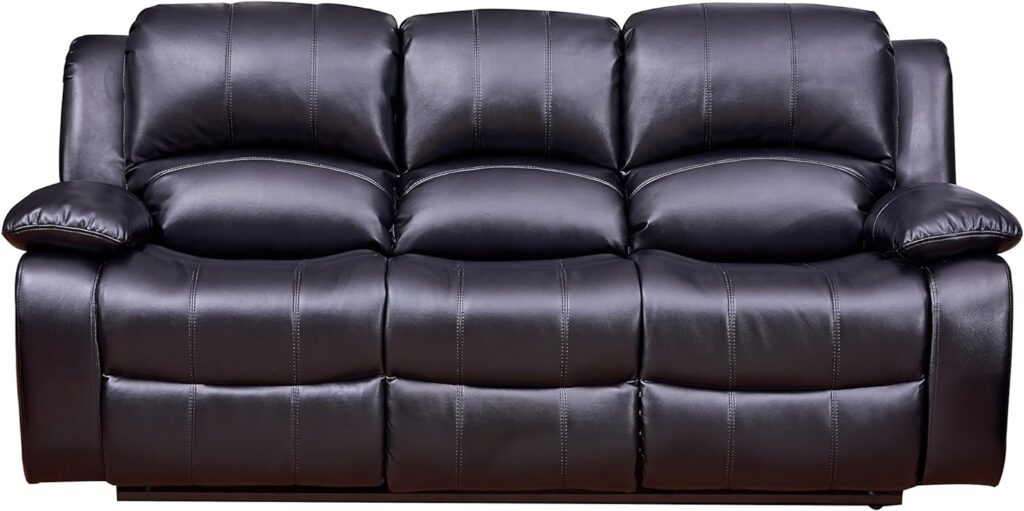 Betsy Furniture 3PC Bonded Leather Recliner Set Living Room Set, Sofa, Loveseat, Chair 8018 (Brown, Living Room Set 3+2+1)
