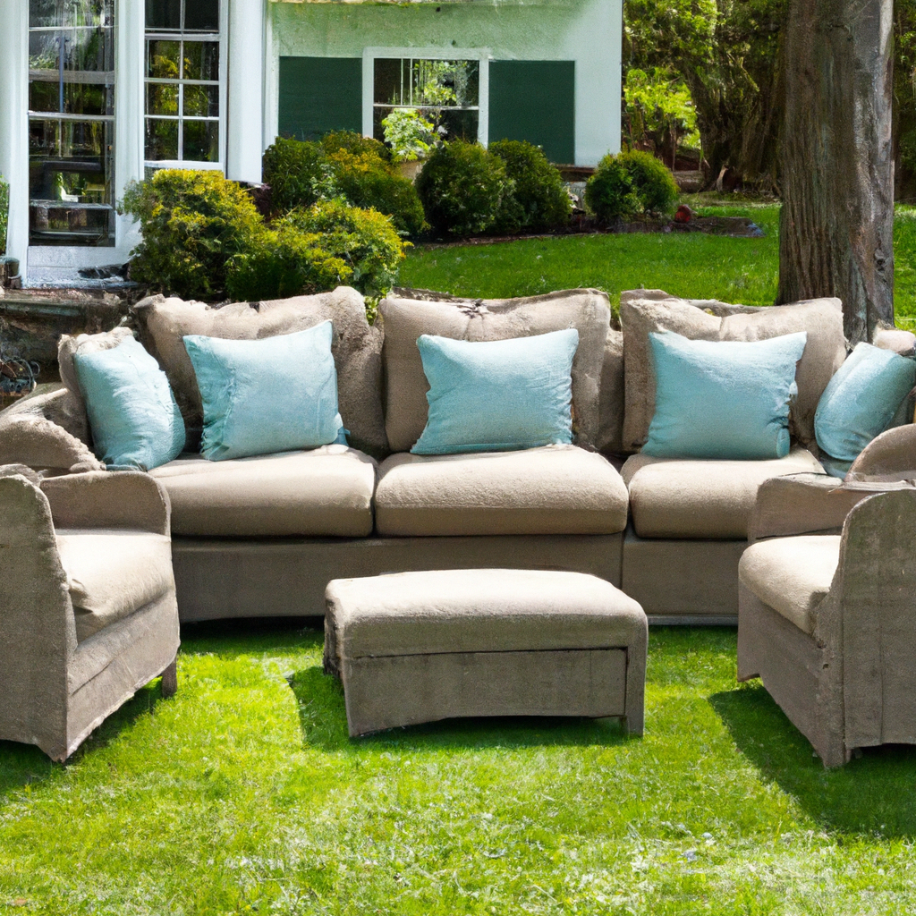 Crosley Furniture KO70439DW-CR Thatcher Outdoor Wicker 4-Piece Sofa Set (Coffee Table Ottoman, Sofa, 2 Armchairs), Driftwood with Creme Cushions