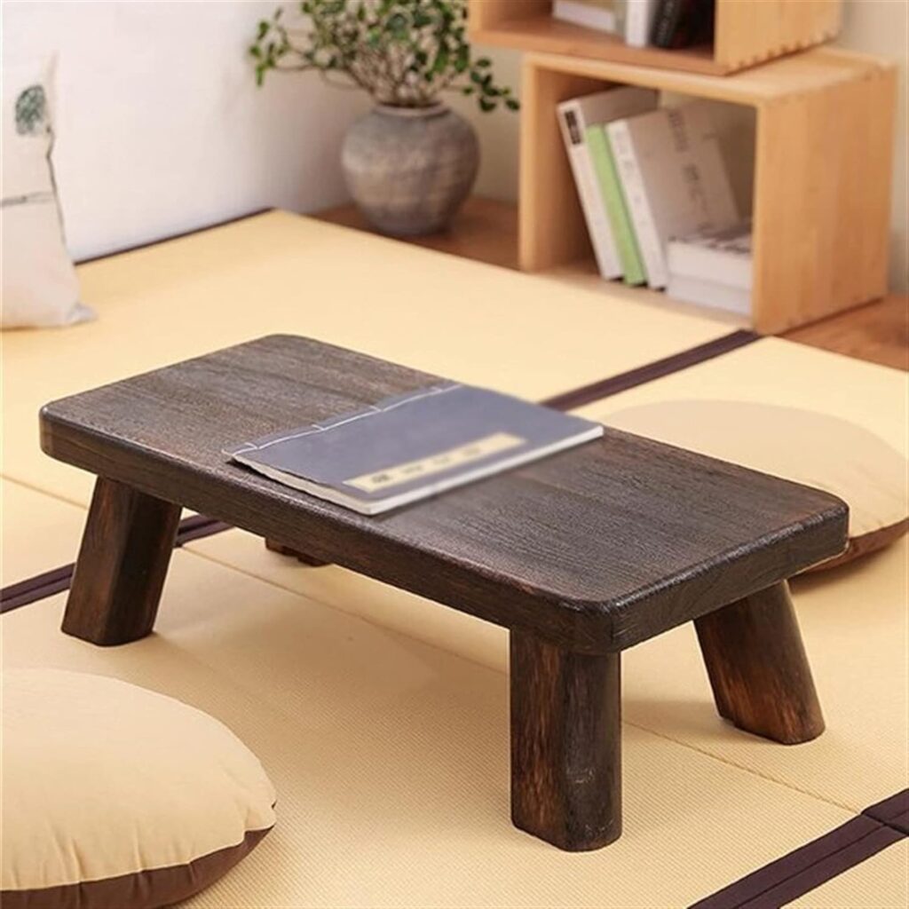 DOUBAO Japanese Tea Table Traditional Rectangle Paulownia Wood Asian Antique Furniture Living Room Low Floor Table for Dining