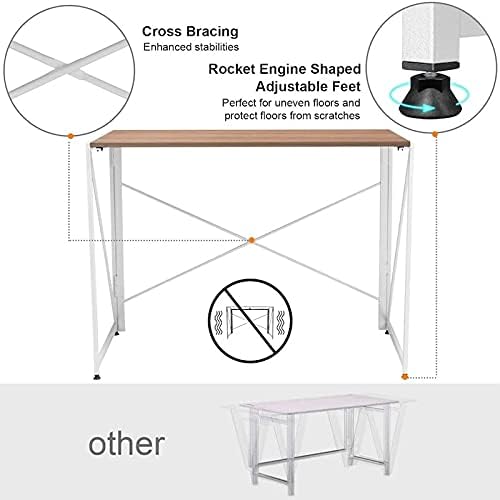 DOUBAO Small Folding Study Writing Desk for Bedroom, Portable Space Saving Furniture,Collapsible, no Assembly