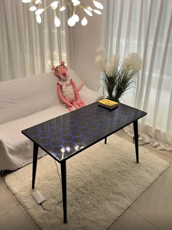 Led Resin Desk Lights Up When Touched, The glowing Table is Made of Epoxy Resin, Wood Table Coffee, Personalized Design Epoxy Table, Sensor Table, Magic Table, Sofa Table (24x48 inch)