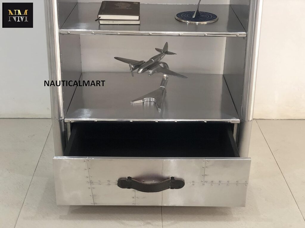 NauticalMart Designer Triangular Single Shelving Aviator Aluminium Open Bookshelf Home Decor funiture (72 Inches) NauticalMart Designer Triangular Single Shelving Aviator Aluminium Open Bookshelf Home Decor funiture (72 Inches)