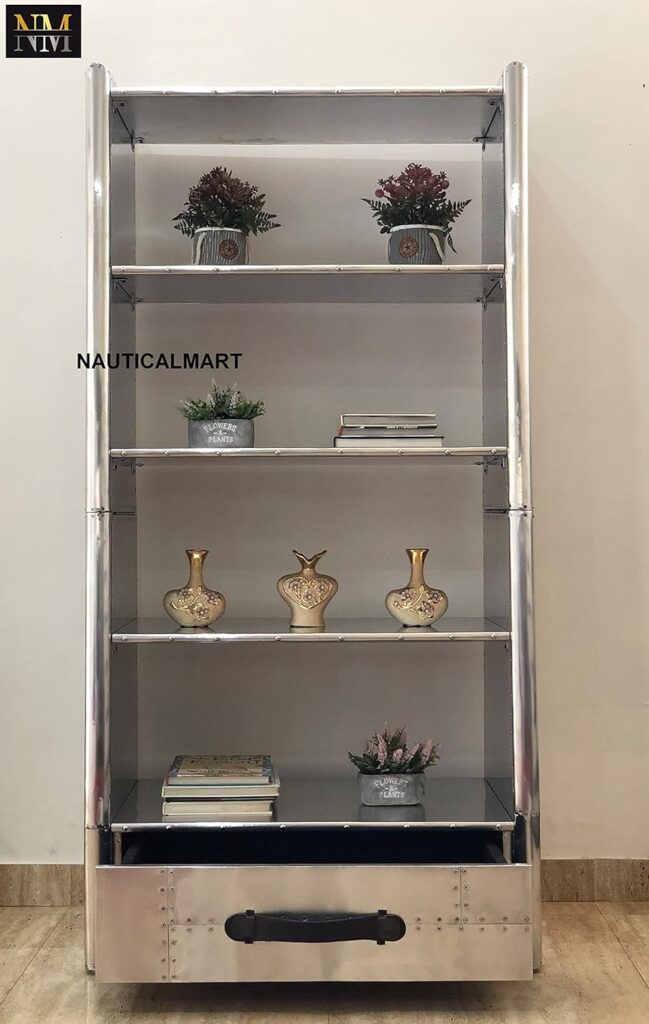 NauticalMart Designer Triangular Single Shelving Aviator Aluminium Open Bookshelf Home Decor funiture (72 Inches) NauticalMart Designer Triangular Single Shelving Aviator Aluminium Open Bookshelf Home Decor funiture (72 Inches)