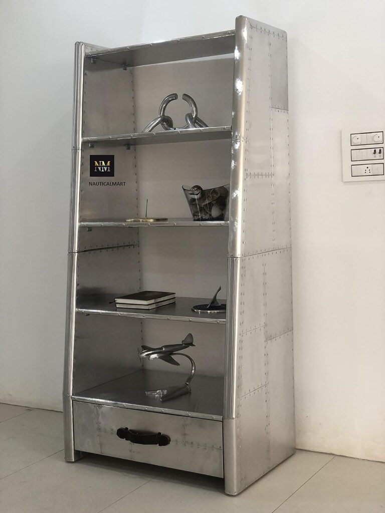NauticalMart Designer Triangular Single Shelving Aviator Aluminium Open Bookshelf Home Decor funiture (72 Inches) NauticalMart Designer Triangular Single Shelving Aviator Aluminium Open Bookshelf Home Decor funiture (72 Inches)